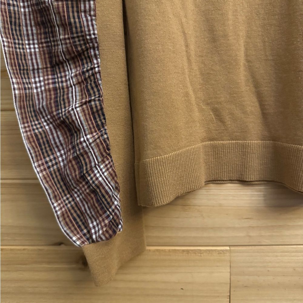 Veronica Beard Size Small Mixed Media Adler Wool Plaid Sleeve Pullover Sweater - Picture 5 of 11